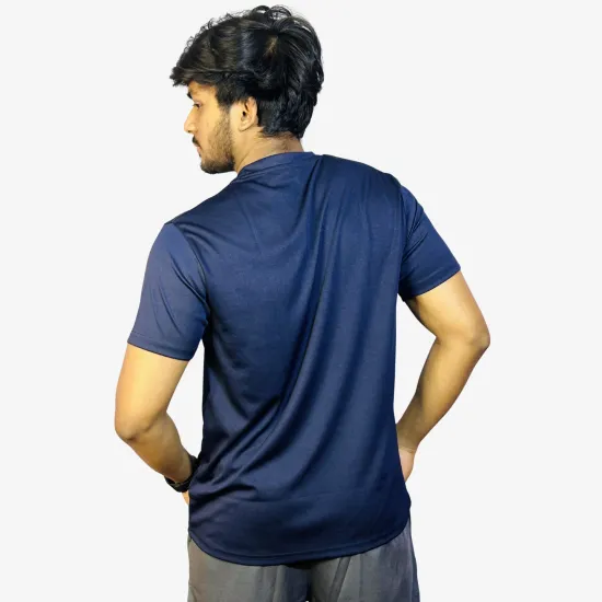 Men's Navy Blue Active Crew Neck T-Shirt | Premium Performance Wear